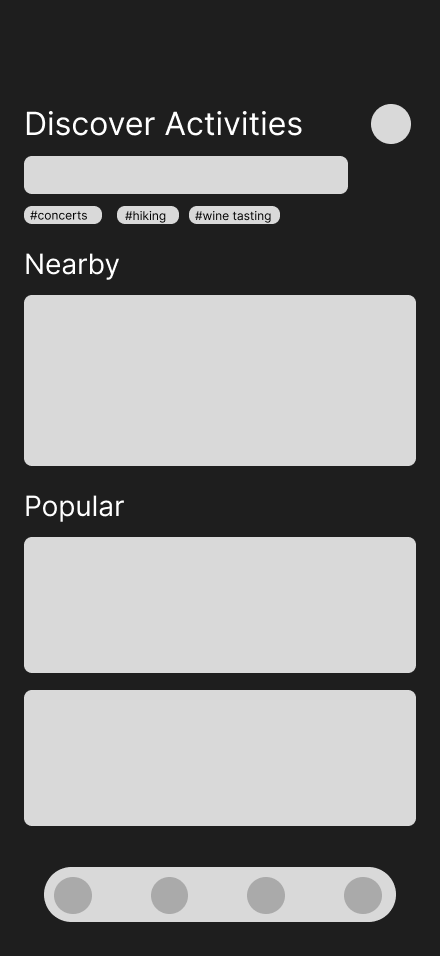 Explorite discover activities screen