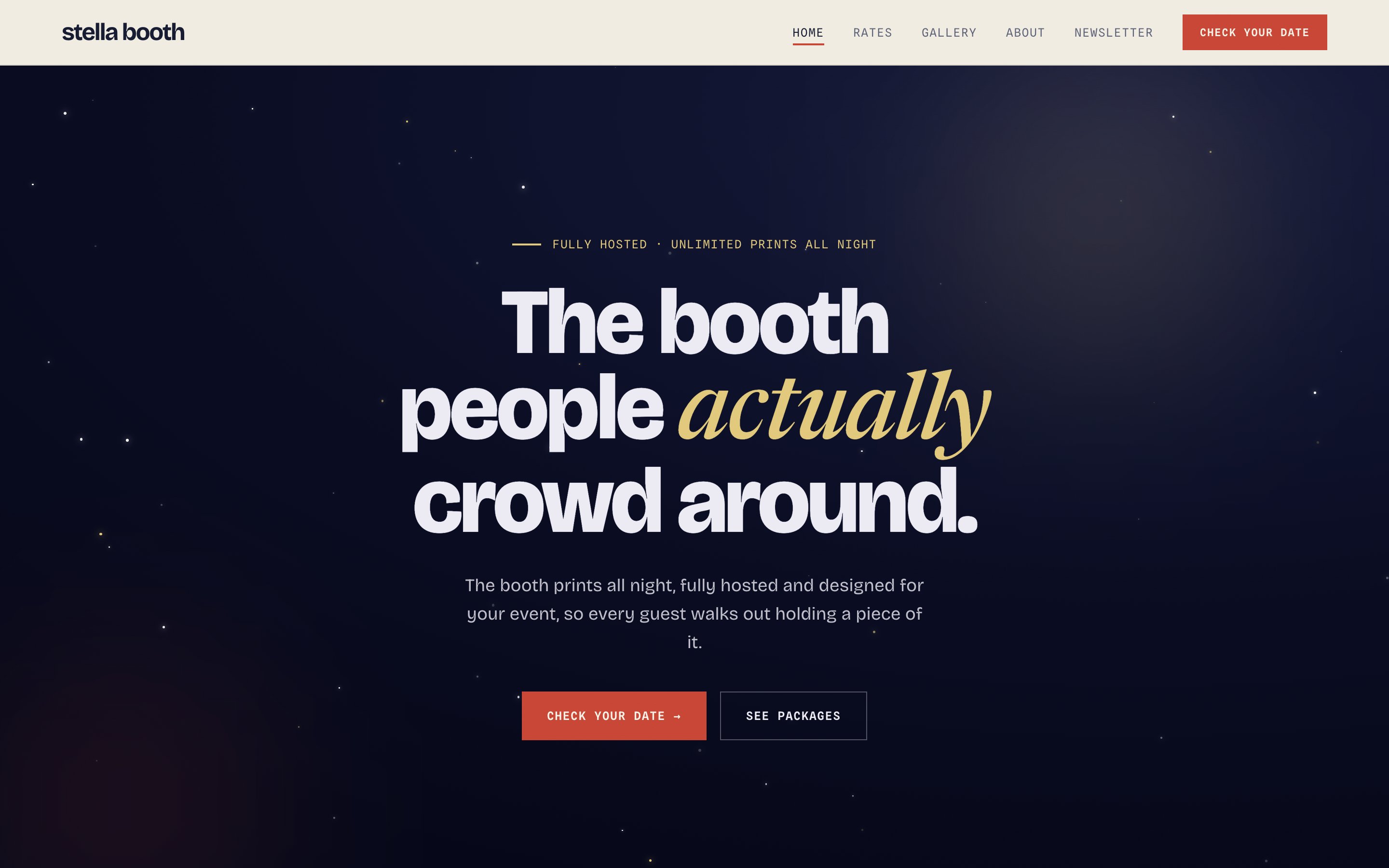 stellabooth.com homepage