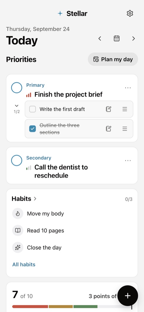 Stellar dashboard on a phone